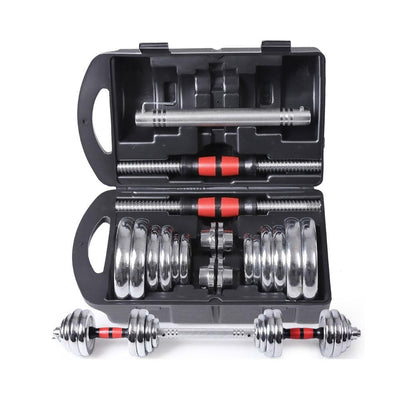 20KG Cast Iron Dumbbell & Barbell Set Weight Plates Adjustable with Case Fitness JMQ FITNESS