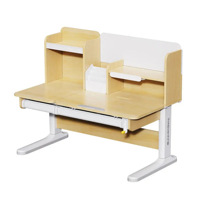 [5% OFF PRE-SALE] TOTGUARD DH120SD 120cm Solid Wood Children Kids Ergonomic Study Desk Height Adjustable  - Wood&White (Dispatch in 8 weeks) TOTGUARD