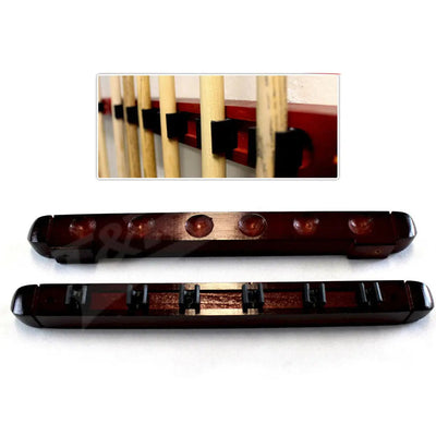 6 Cues Clip Wooden Snooker Pool Cue Rack Wall Mounted Mahogany T&R Sports