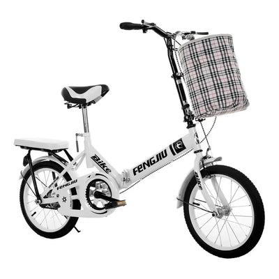 AKEZ 16 Inches High-carbon steel Foldable Bicycle  - White megalivingmatters