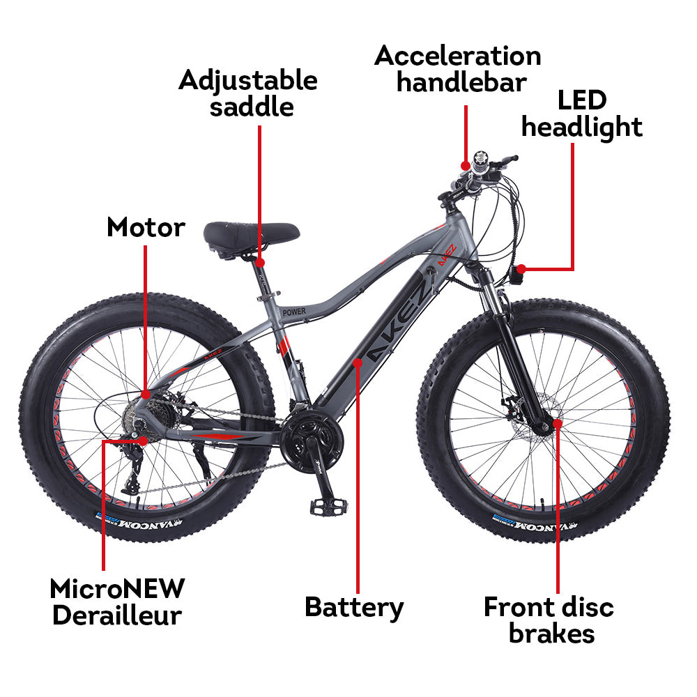 VOLTUS Cruiser Snow Motorized Bicycle Beach Electric Bike eBike 26-inch Battery