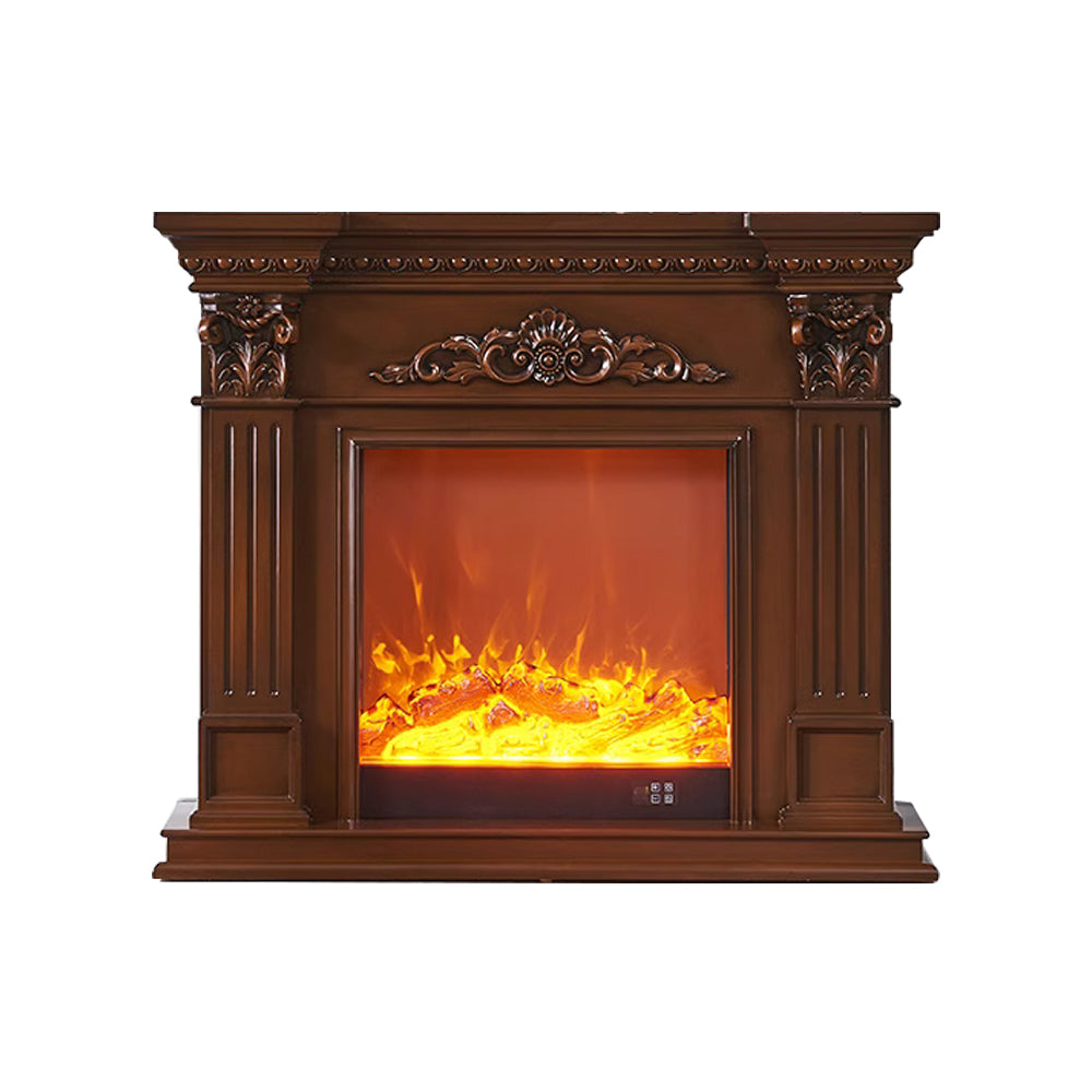 LIVARA 1.2m European-style Decorative Fireplace With Artificial Flames - Brown