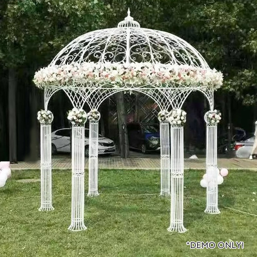 TREKKA 323cm Diameter Iron Gazebo Outdoor Garden - White
