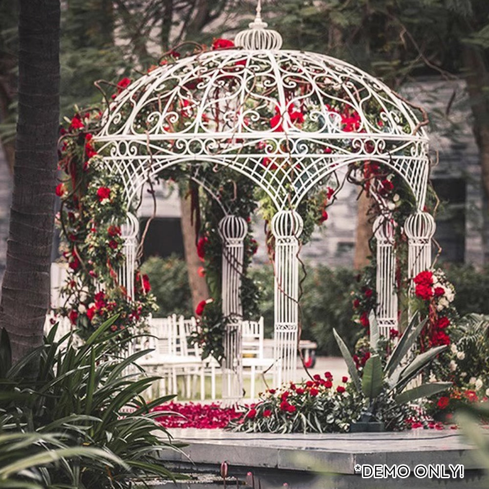 TREKKA 323cm Diameter Iron Gazebo Outdoor Garden - White