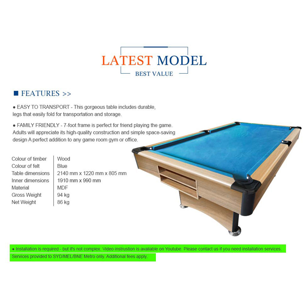 CUETIQ P038 7FT 3-IN-1 Foldable Pool Table Snooker Table Pool Table Billiards Game / Table Tennis Table / Dining Table