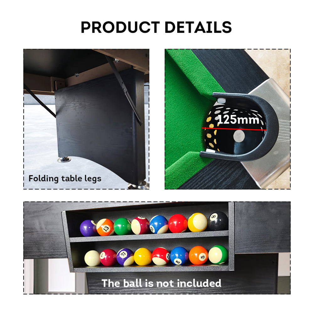 CUETIQ P038 7FT MDF Billiard Table – Foldable / Fixed Option, Black Frame