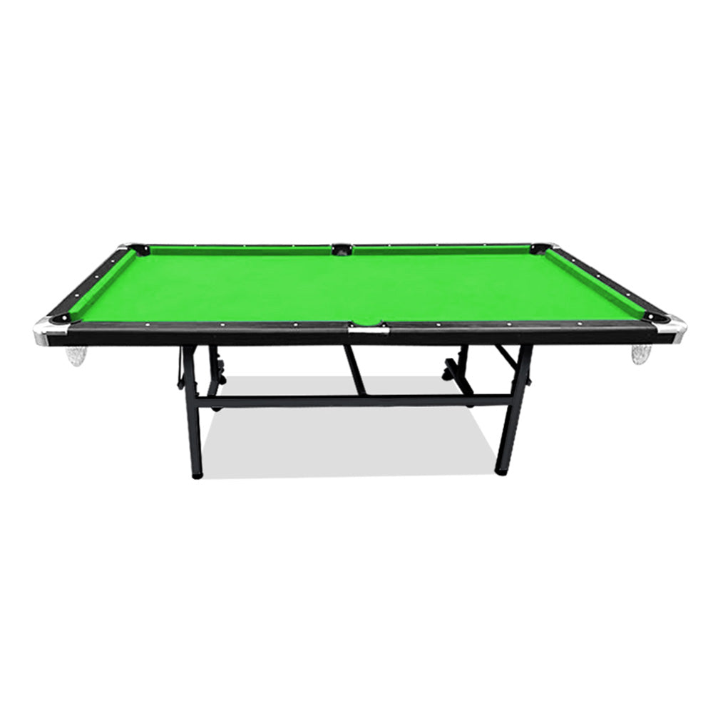 CUETIQ 8FT Foldable Pool Table Blue/Red/Green/Black Felt Billiard Table Free Accessory for Small Room