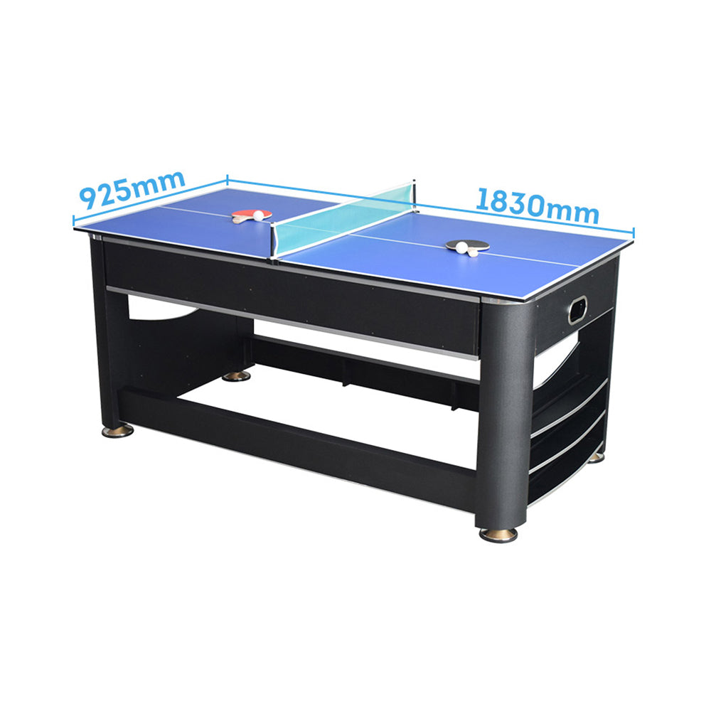 VERSA 6FT MDF 3-IN-1 Pool Table/Table Tennis Table/Air Hockey Black Frame