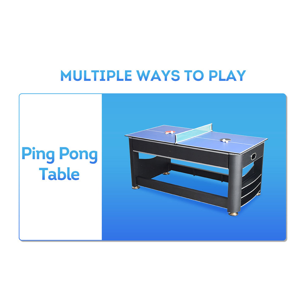 VERSA 6FT MDF 3-IN-1 Pool Table/Table Tennis Table/Air Hockey Black Frame