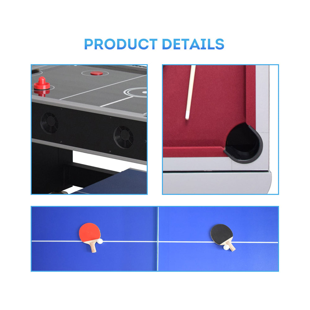 VERSA 6FT MDF 3-IN-1 Pool Table/Table Tennis Table/Air Hockey Black Frame