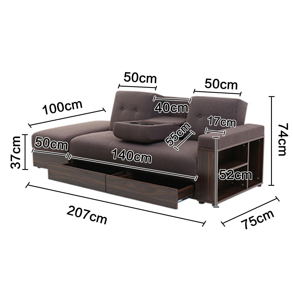 LIVARA 207CM Multi-functional Sofa Bed w/ Storage Space