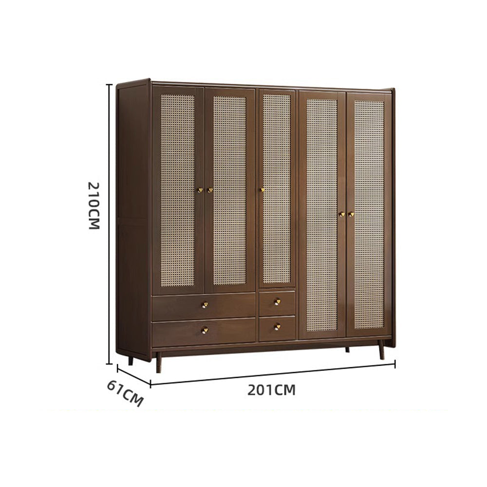 LUXORA 2 Doors/3 Doors/5 Doors Wardrobe Rattan-woven Cabinet Door