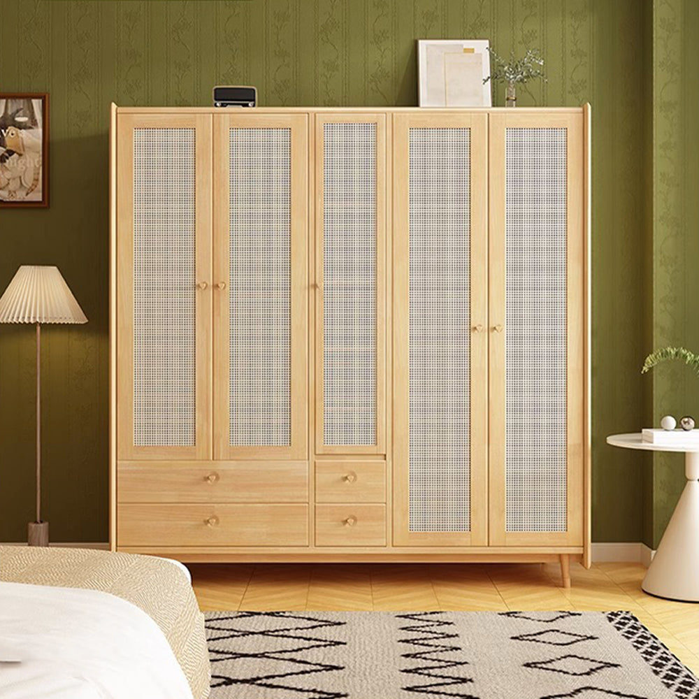 LUXORA 2 Doors/3 Doors/5 Doors Wardrobe Rattan-woven Cabinet Door
