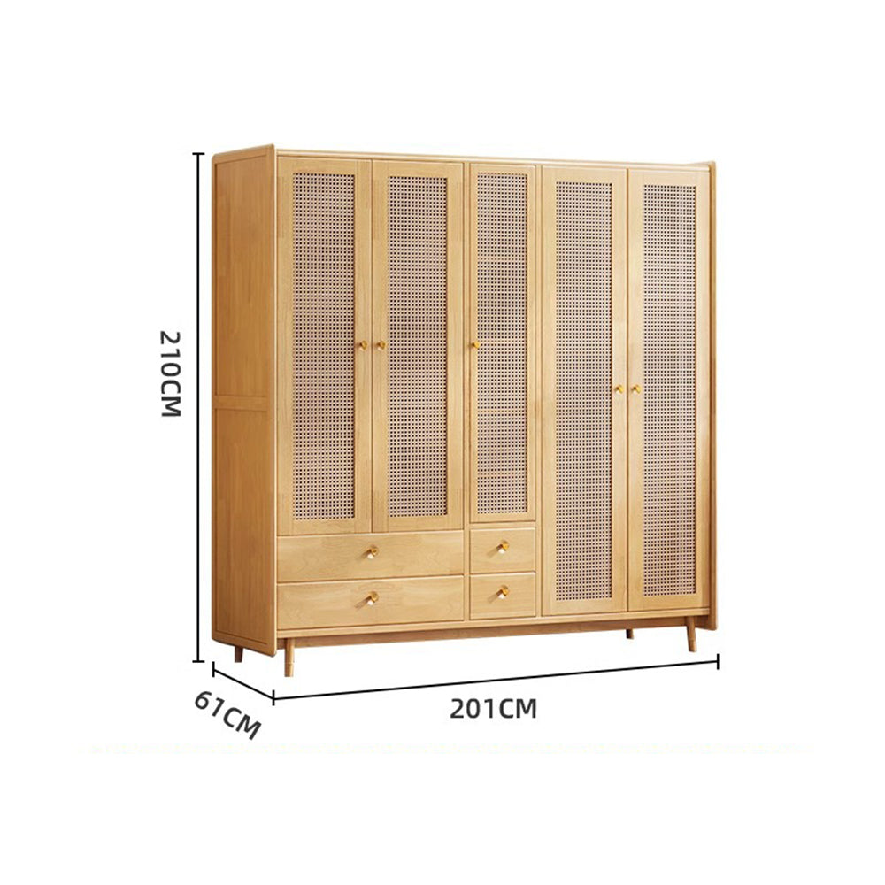 LUXORA 2 Doors/3 Doors/5 Doors Wardrobe Rattan-woven Cabinet Door