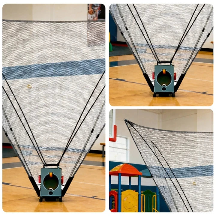 DUNK MASTER Portable Basketball Shooting Machine - Foldable Mobile Design, Reinforced Steel Frame, Silent Wheels for Multi-Surface Use - Black