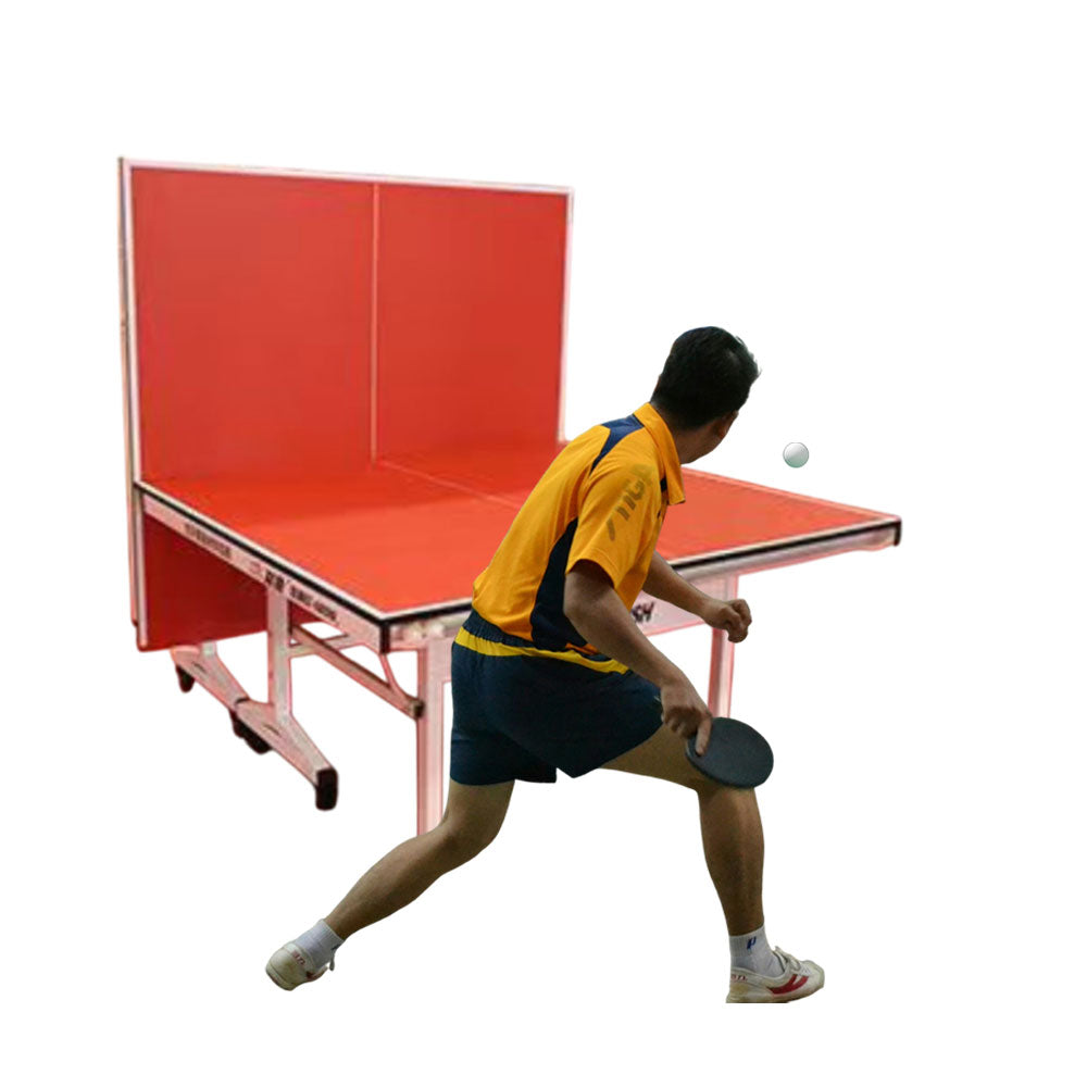 DOUBLE FISH 25MM White&Red Foldable Solo Play Indoor Table Tennis/Ping Pong Table - Bats Ball Net ITTF Approve
