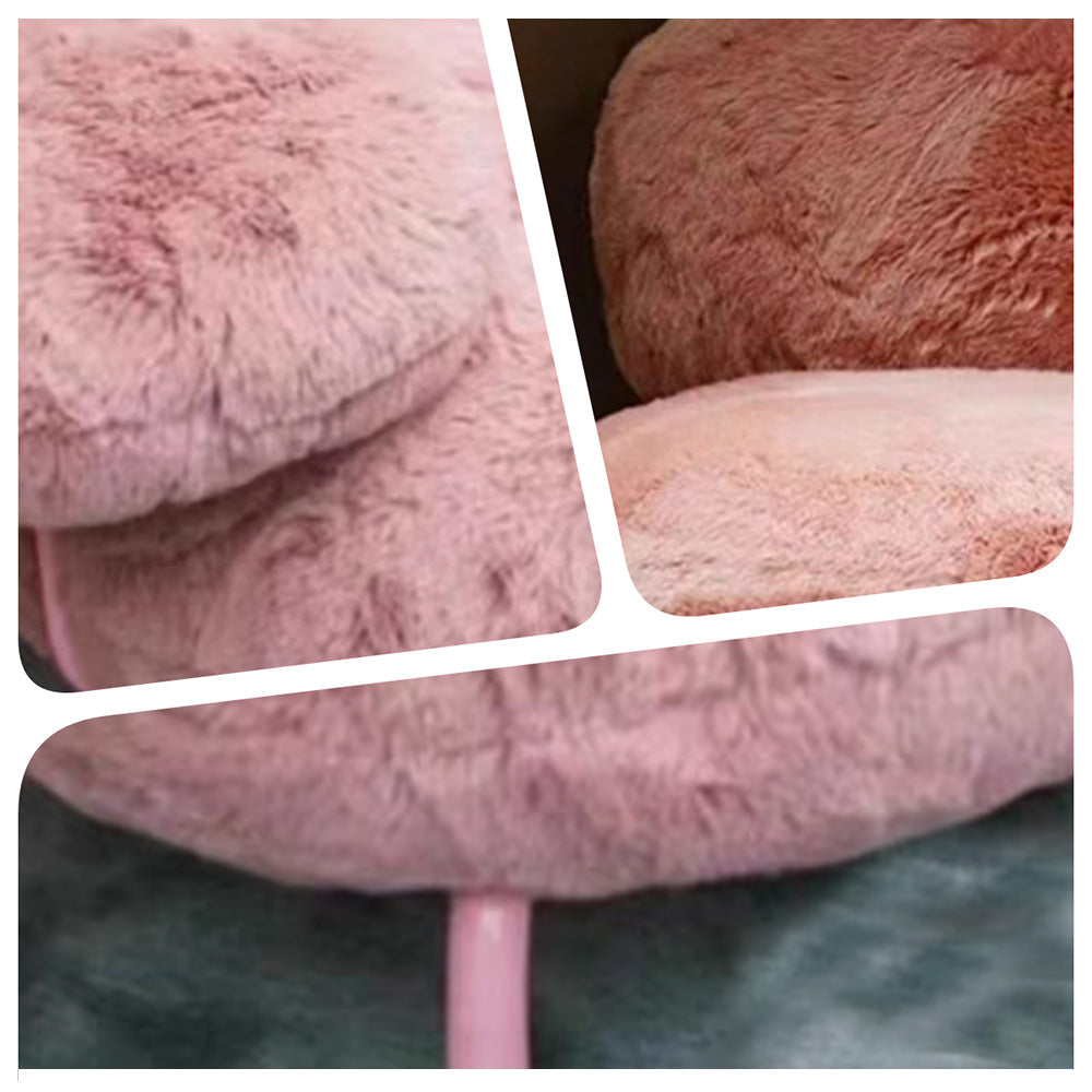 LIVARA EC1221 Metal Legs Long Plush Fabric Leisure Chair - Pink