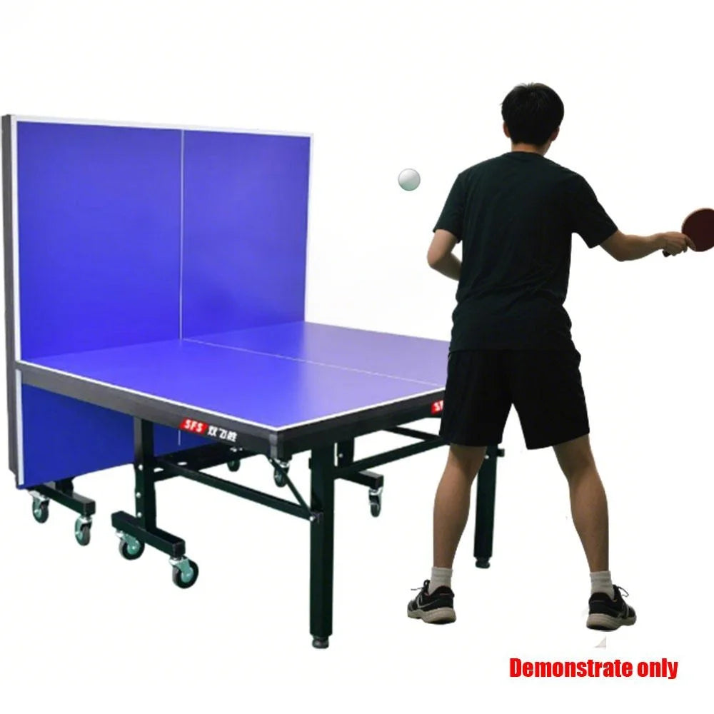 DOUBLE FISH 2028S 18mm Black&Blue Foldable Solo Play Indoor Table Tennis/Ping Pong Table  - Bats Ball Net ITTF Approve