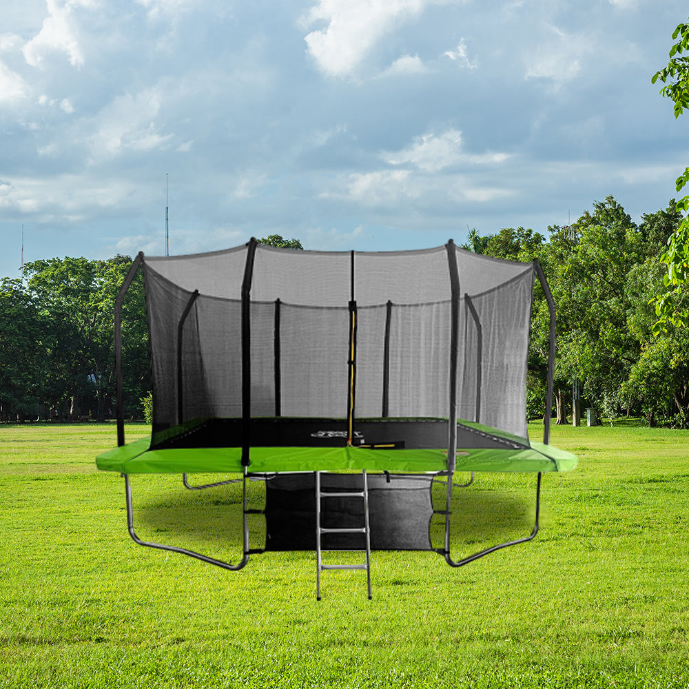 POP MASTER 9FT x 12FT Rectangular Trampoline with Spring Ladder Safety Net Kids