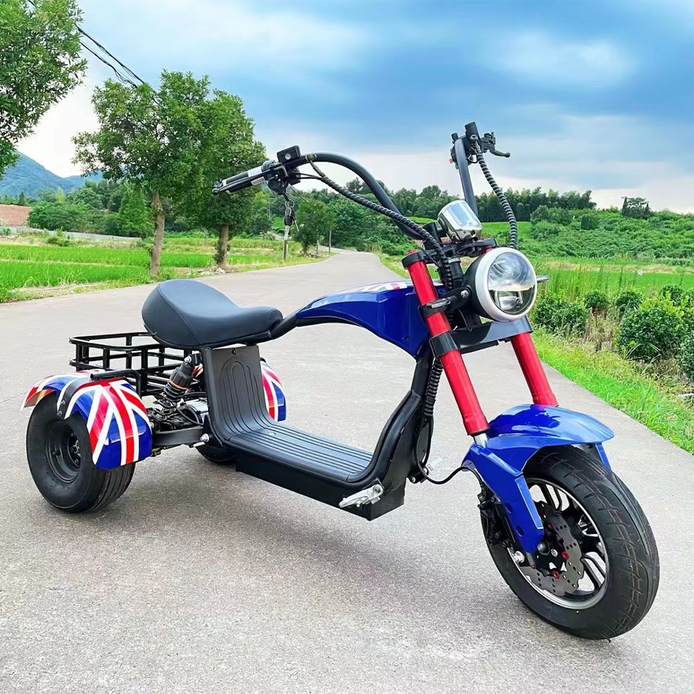 GLIDER HALLEY MY M1 1000W 48V 12-20AH  Lithium Battery Three Wheels Electric Motorbike/Motorcycle/Scooter -Blue&Red Cruise at 25km/h - Unlock More Power (Details Inside)*
