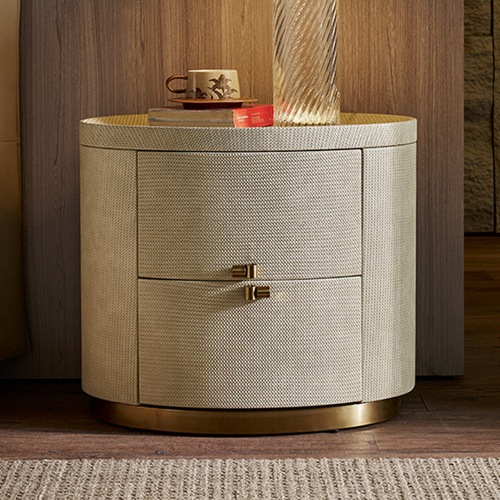 LIVARA-NT1069 Sintered Stone Solid Wood Drawers Curved Design - Bedside Table