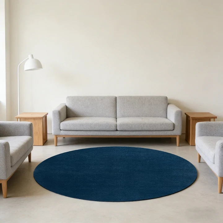 LUXORA 200/250cm Round Floor Rugs Handwoven Soft Rebound Traditional Weave Timeless Design Multi Space Use - Prussia Blue