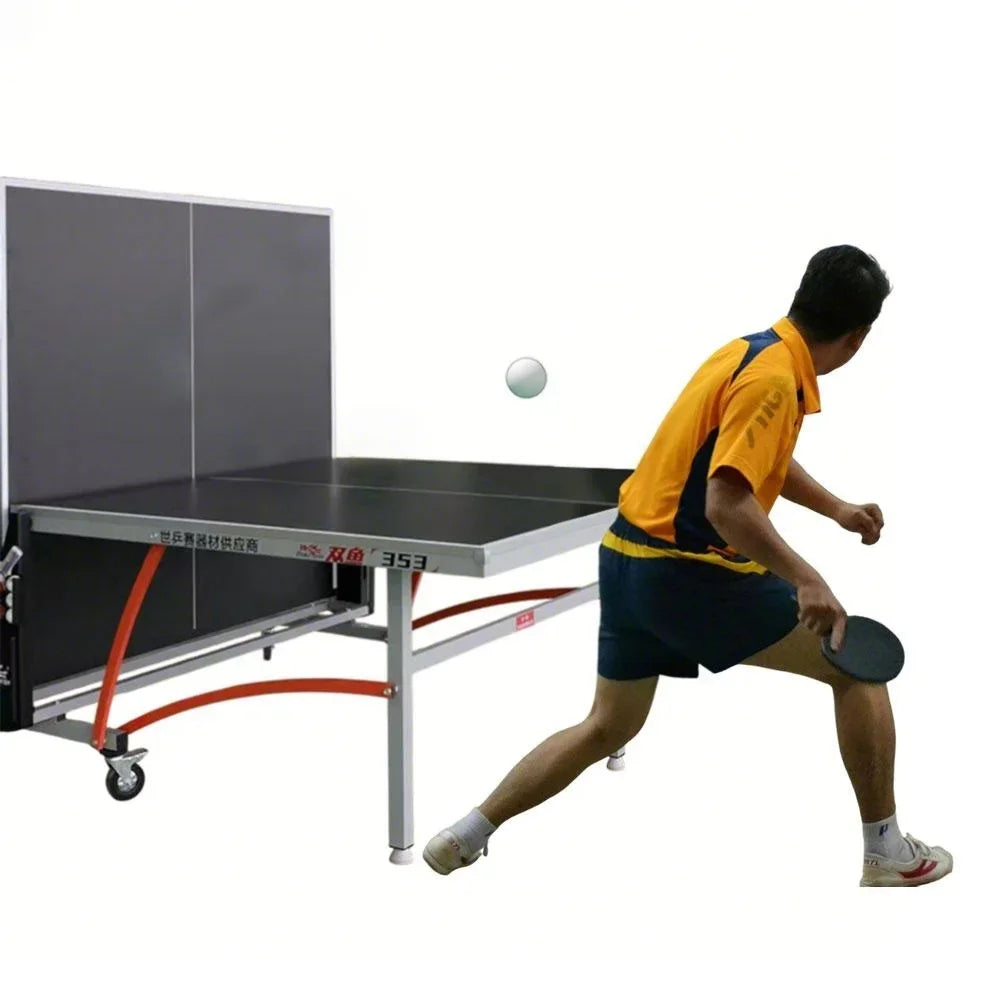 DOUBLE FISH 353 22mm Black Foldable Solo Play Indoor Table Tennis/Ping Pong Table - Bats Ball Net ITTF Approve