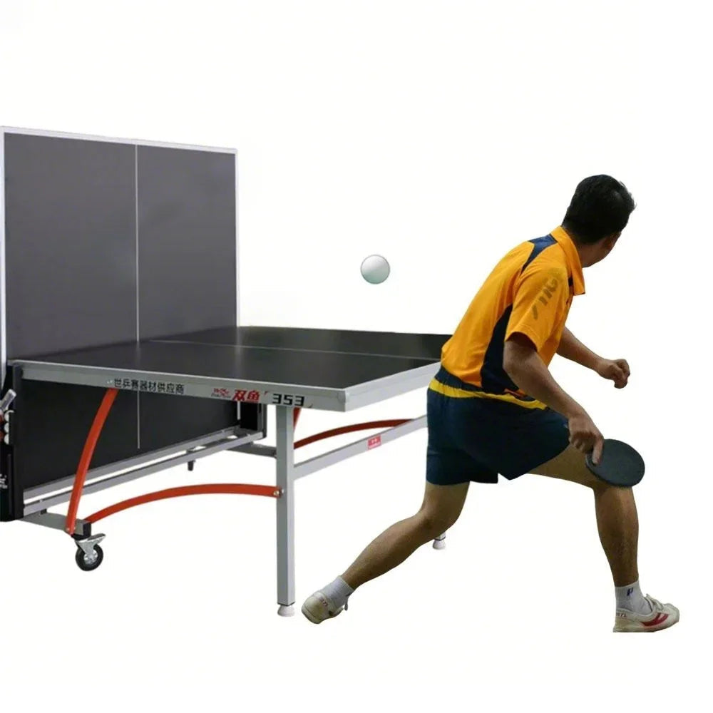 DOUBLE FISH 353 22mm Black Foldable Solo Play Indoor Table Tennis/Ping Pong Table - Bats Ball Net ITTF Approve