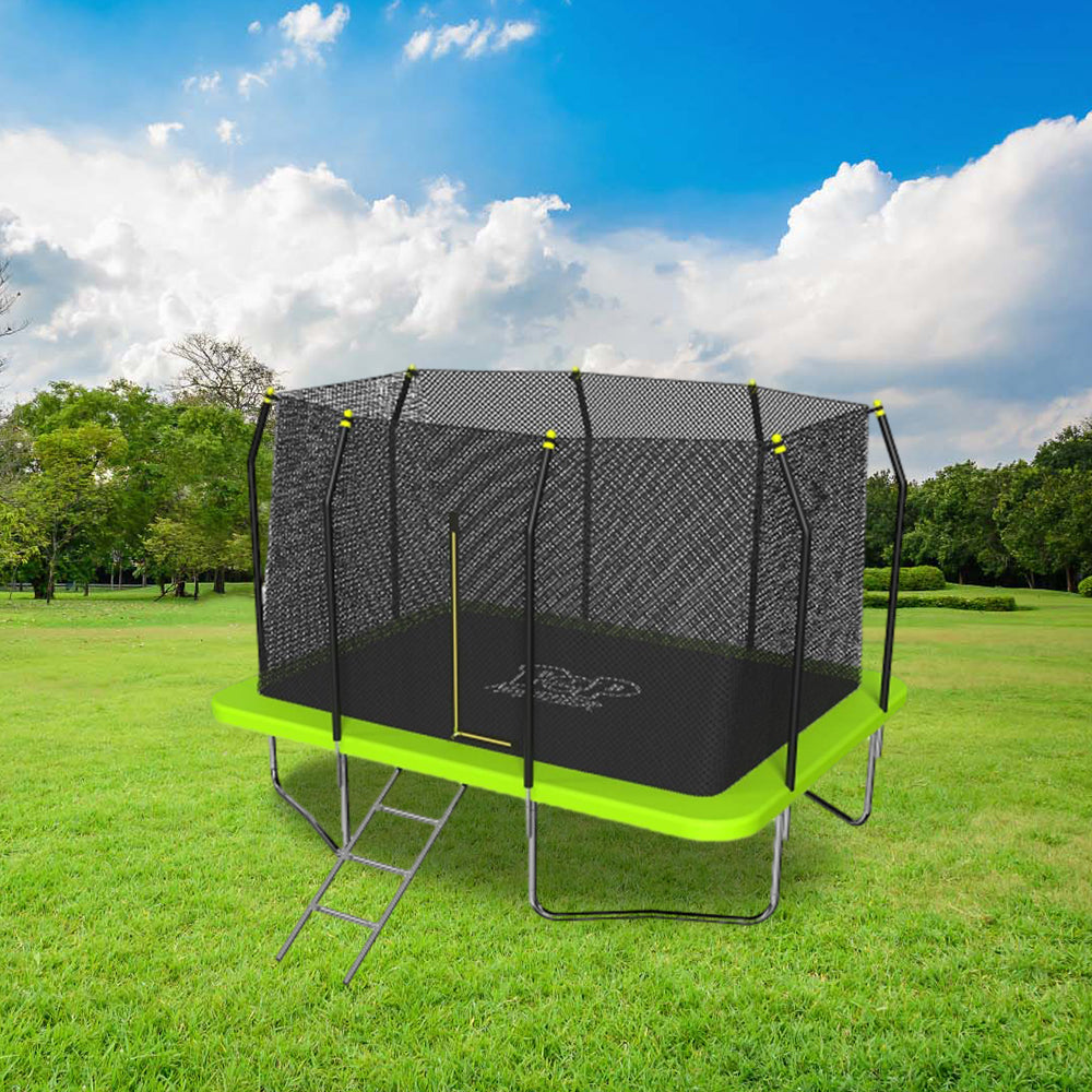 POP MASTER 8FT x 11FT Rectangular Trampoline with Spring Ladder Safety Net Kids