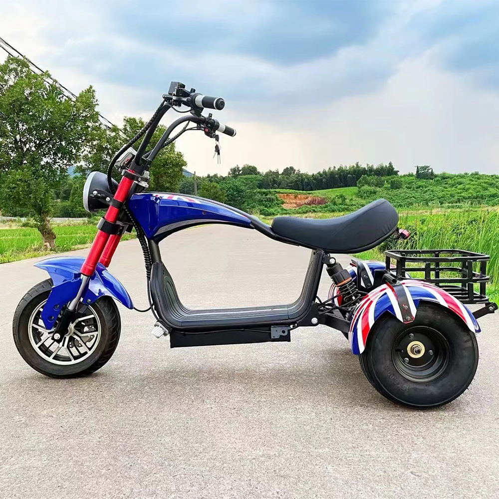 GLIDER HALLEY MY M1 1000W 48V 12-20AH  Lithium Battery Three Wheels Electric Motorbike/Motorcycle/Scooter -Blue&Red Cruise at 25km/h - Unlock More Power (Details Inside)*