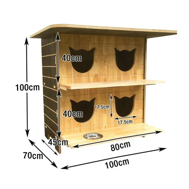 PAWORA Outdoor Cat House - Sturdy Fir Wood, Cozy All-Season Design, Waterproof Roof, Scratch & Moisture Resistant - Wood