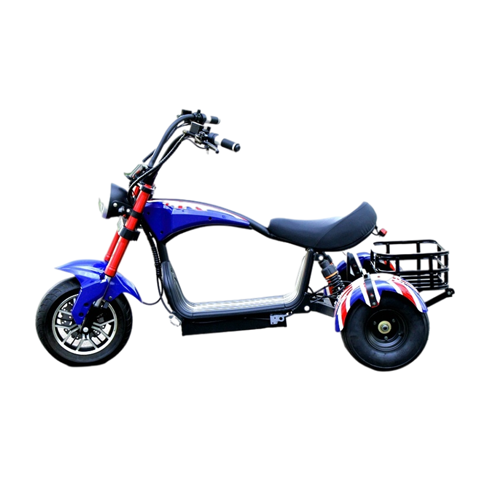 GLIDER HALLEY MY M1 1000W 48V 12-20AH  Lithium Battery Three Wheels Electric Motorbike/Motorcycle/Scooter -Blue&Red Cruise at 25km/h - Unlock More Power (Details Inside)*