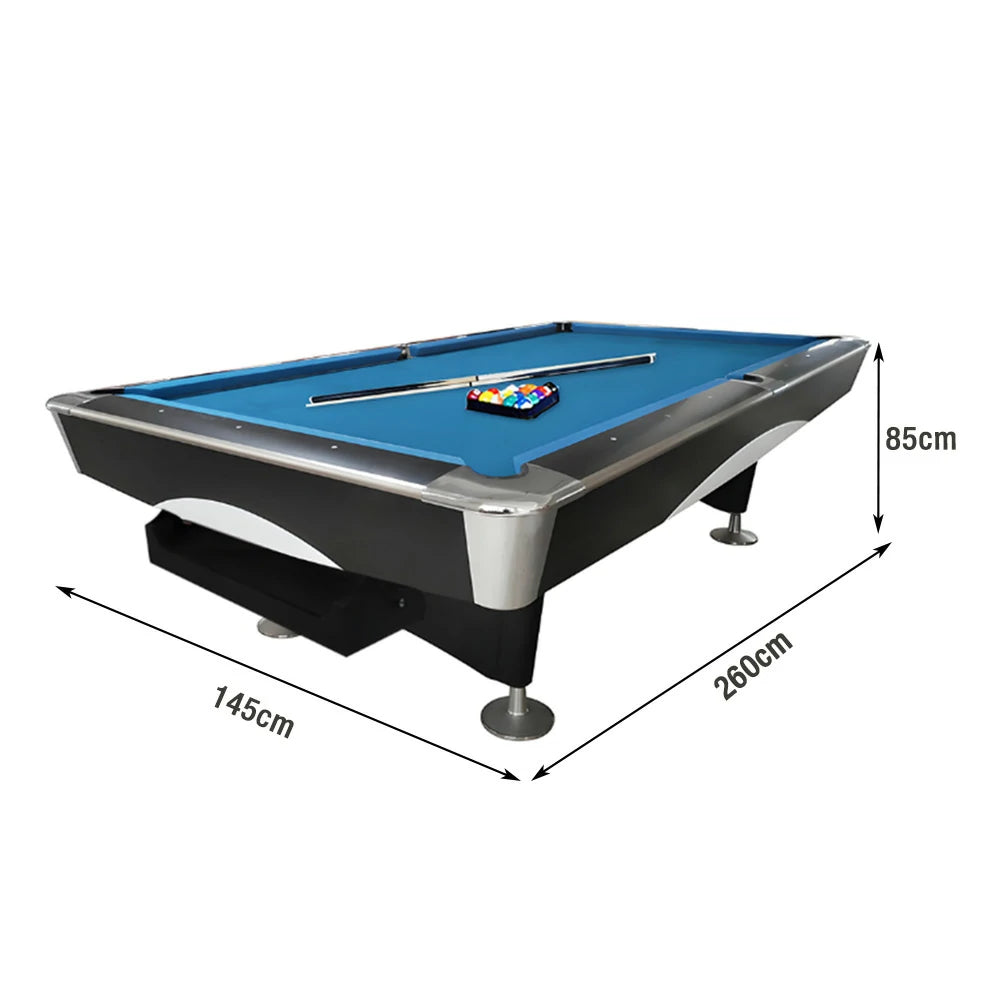 QUESLA 4D 8FT Slate Pool Snooker Table Billiards Table - Oak&Blue