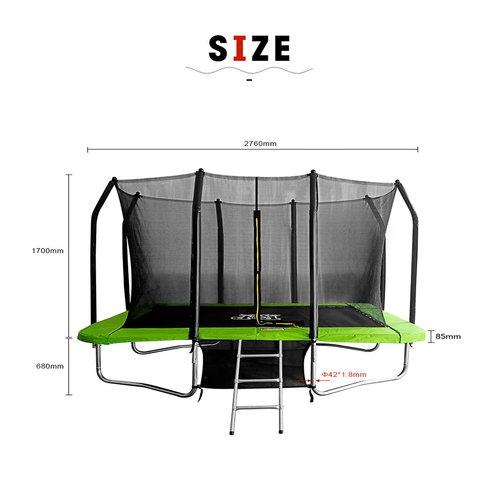 POP MASTER 6X9FT Rectangular Trampoline with Spring Ladder Safety Net Kids