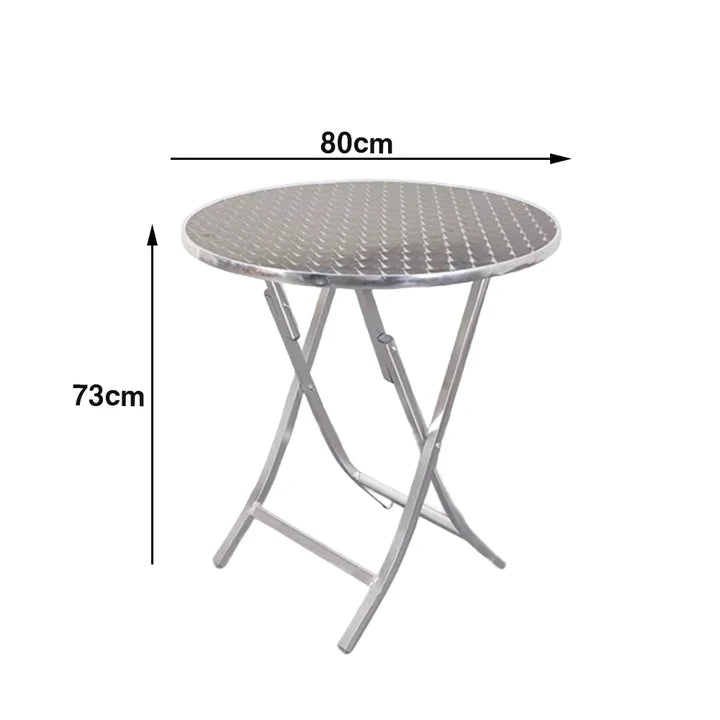 SOLARA Foldable Aluminium Round Outdoor Table Heavy Duty 200kg Load Thick Top Portable Multi-Size 60/70/80cm for Patio Camping