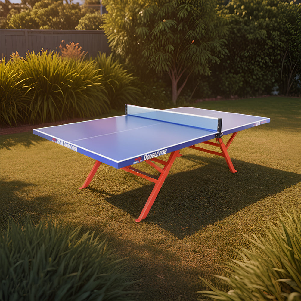 DOUBLE FISH SW321 Outdoor Waterproof Blue Table Tennis Pingpong Table-Bats Balls Net ITTF Approve