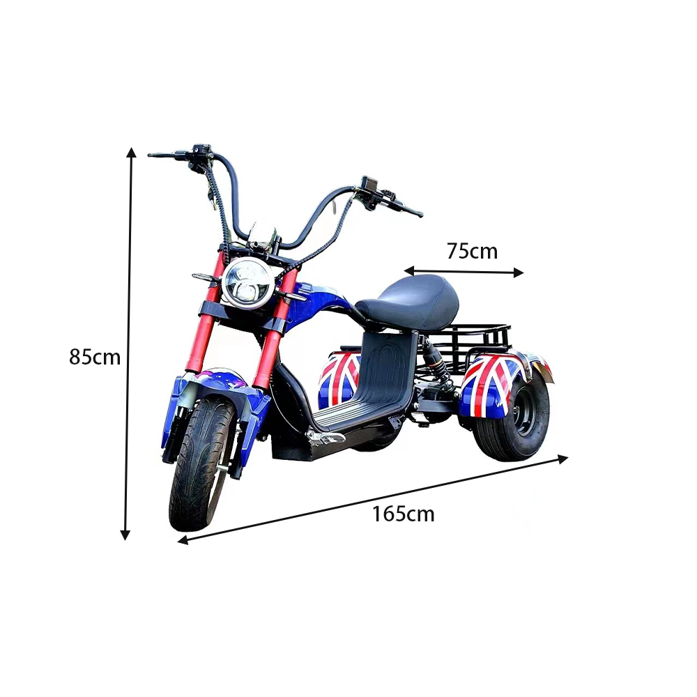 GLIDER HALLEY MY M1 1000W 48V 12-20AH  Lithium Battery Three Wheels Electric Motorbike/Motorcycle/Scooter -Blue&Red Cruise at 25km/h - Unlock More Power (Details Inside)*