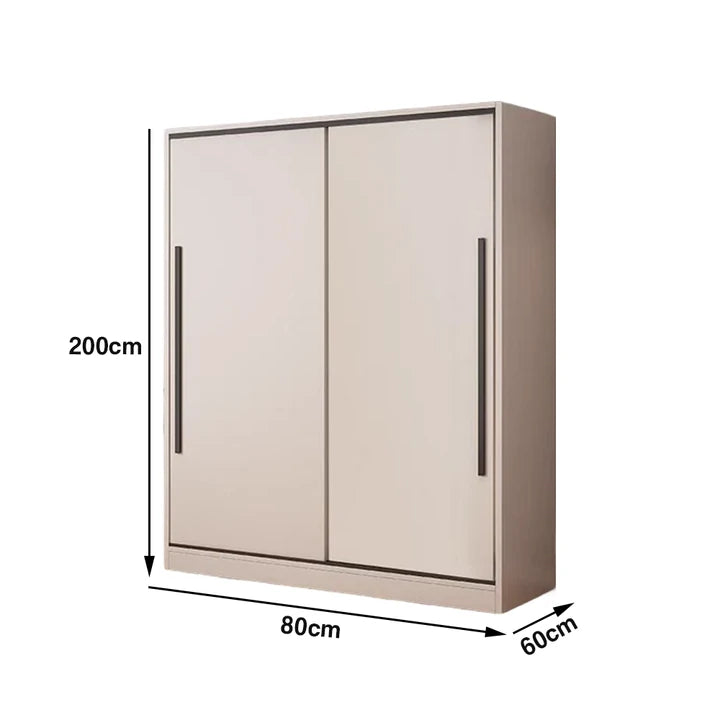 LIVARA 80/120cm Sliding Door Wardrobe Cabinet - Deep 60cm Storage Closet with Hanging Rail, Solid Wood Core Board Durable Design - Grey