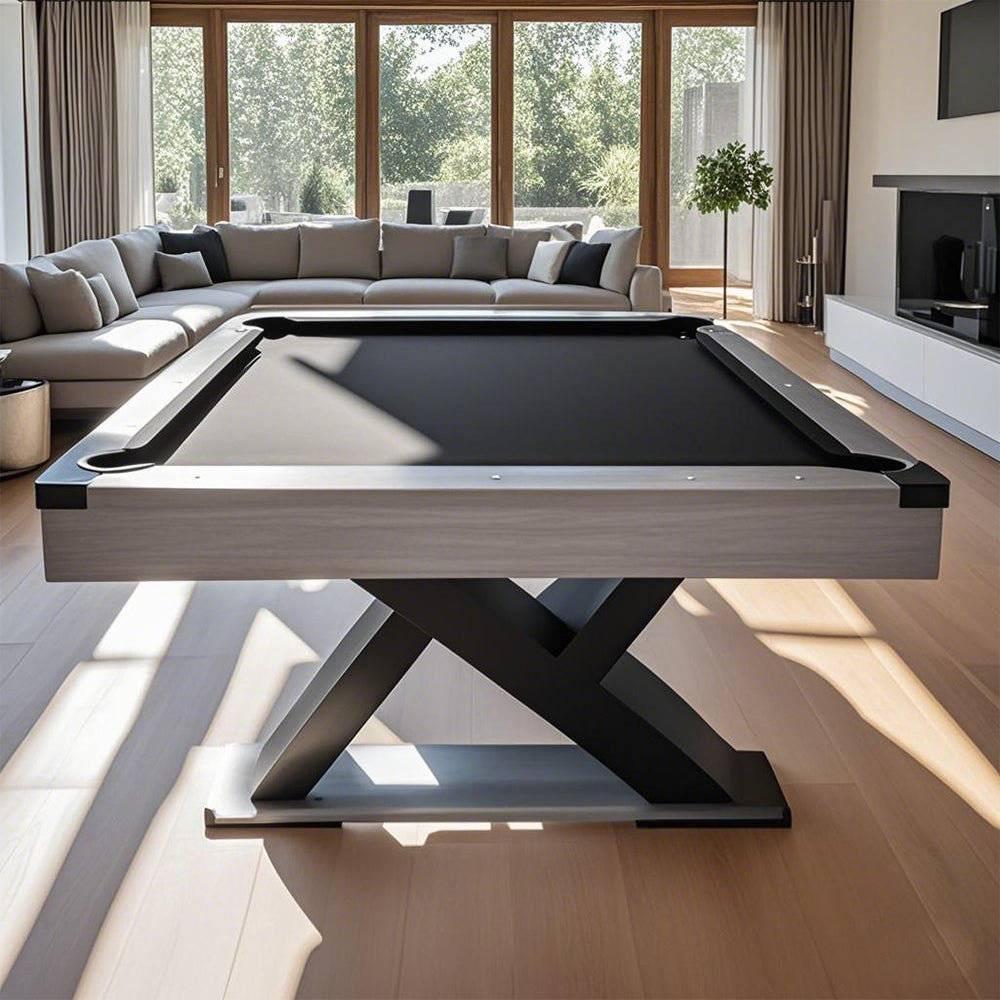 CUETIQ P028 Kingkong 8FT MDF Billiard Table with Free Accessories Pack Pool Snooker Table - Black&Silver Mist