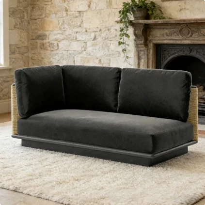 LUXORA Two-Seater Corner Sofa - Waterproof Rope Design, Quick-Dry Cushion, High-Density Foam Support, Weather-Resistant Fabric