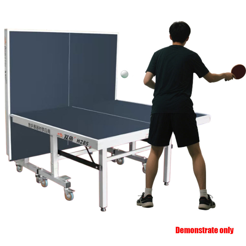 DOUBLE FISH 99-45B 25mm Blue&gray Foldable Solo Play Indoor Table Tennis/Ping Pong Table - Bats Ball Net ITTF Approve