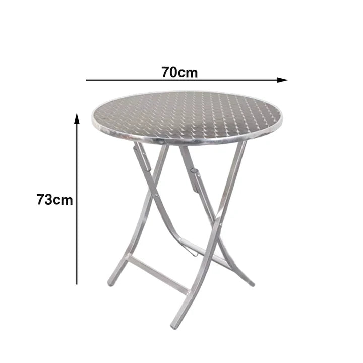 SOLARA Foldable Aluminium Round Outdoor Table Heavy Duty 200kg Load Thick Top Portable Multi-Size 60/70/80cm for Patio Camping