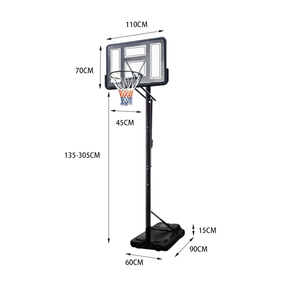 DUNK MASTER ACE1402 Basketball System Portable Basketball Stand Ring Hoop Ironman