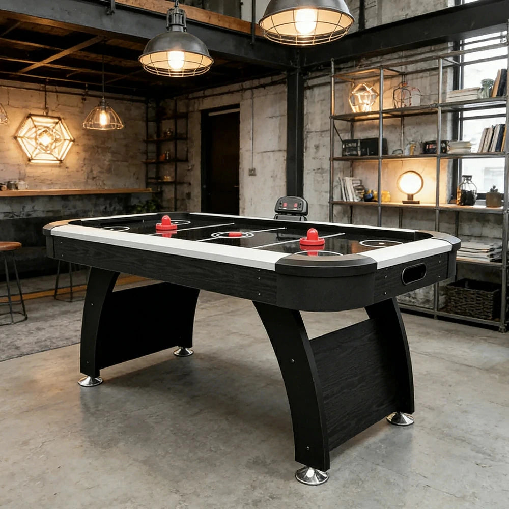 AIRMAX 6FT Air Hockey Table - Fast-Paced Arcade Style Air Powered Game Table for Home Game Rooms and Family Entertainment - Black (AH13)