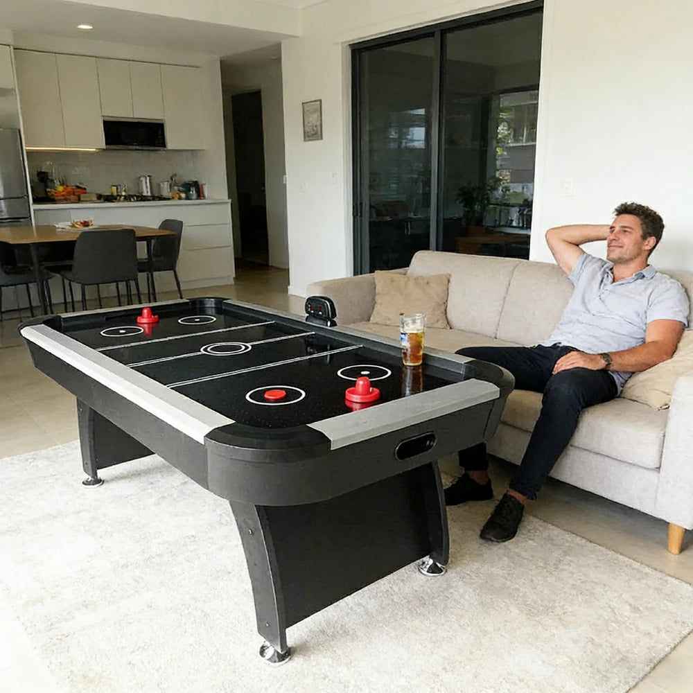 AIRMAX AH13 7FT Air Hockey Table LED Electronic Scoring System - Black