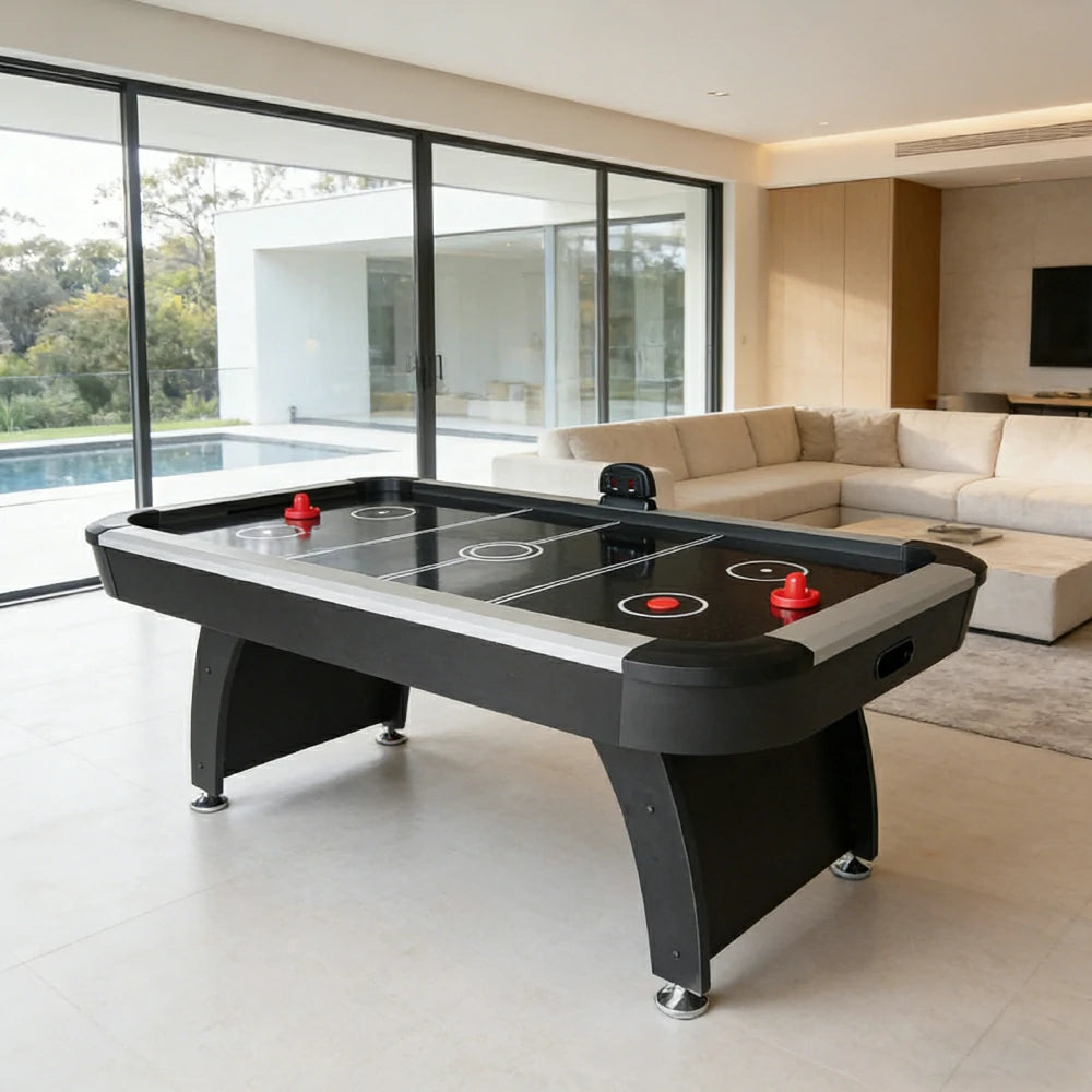 AIRMAX 7FT Air Hockey Table - LED Electronic Scoring System Fast Airflow Game Table for Home Gaming Room (AH13)
