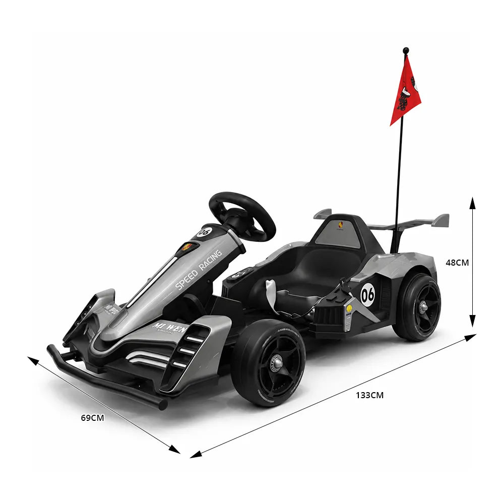 AKEZ Electric Go Kart Dual 350W Motors Adjustable Length 20km/h for Family Outdoor Recreation - Black