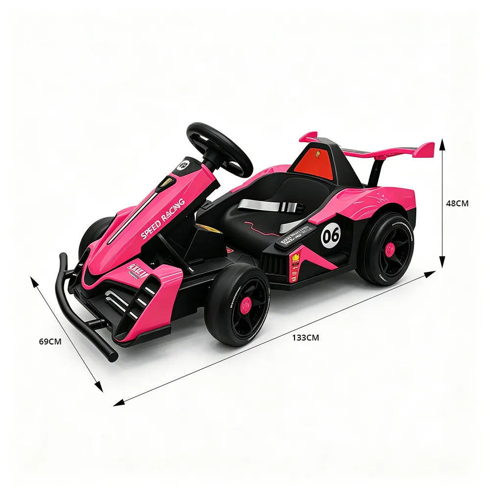 AKEZ Electric Go Kart Dual 350W Motors Adjustable Length 20km/h for Family Outdoor Recreation - Pink