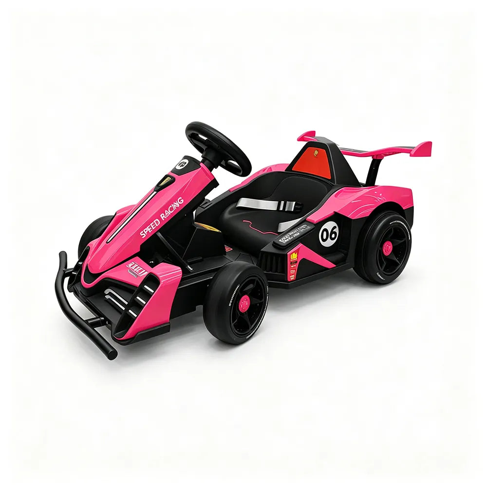 AKEZ Electric Go Kart Dual 350W Motors Adjustable Length 20km/h for Family Outdoor Recreation - Pink