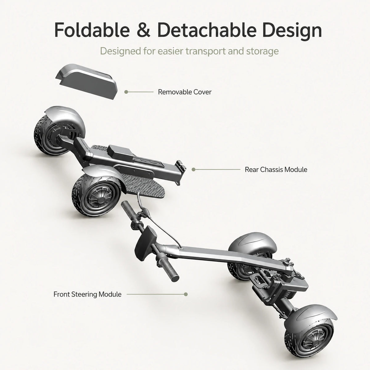 AKEZ M12-3 2400W Dual Motor Electric Golf Scooter - Foldable 4-Wheel Design with Removable 48V Battery & Umbrella - Black